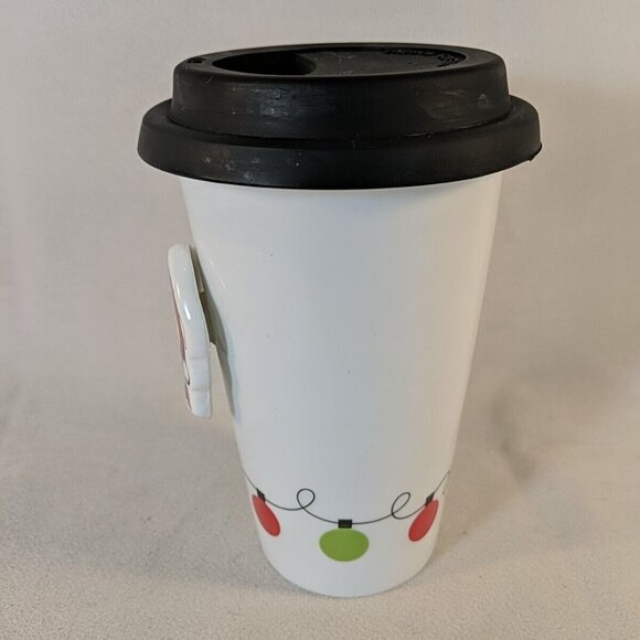 C.R. Gibson Santa Dog Christmas Travel Mug Ceramic Lid Ornaments 10 oz Tumbler - Picture 2 of 10